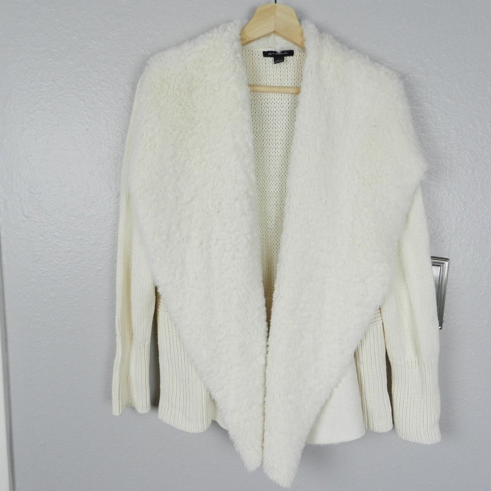 H by Halston Faux Shearling Collar Cardigan Size L
